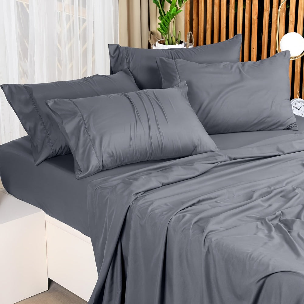 Cooling Fitted Sheet Bamboo Blend Ultra-Soft Deep Pocket Bed Sheet for Hot Sleepers Twin Full Queen King Size Machine Washable Breathable Cooling Bedding White Black Gray Navy Purp - product image 10