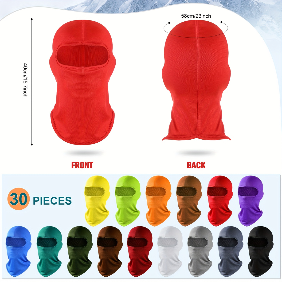 Balaclava Mask Bulk 30 Pack UPF Sun Protection – Full Face & Neck Coverage, Breathable Polyester, Multi-Color for Skiing, Snowboarding, Motorcycling, Hiking (Men & Women)