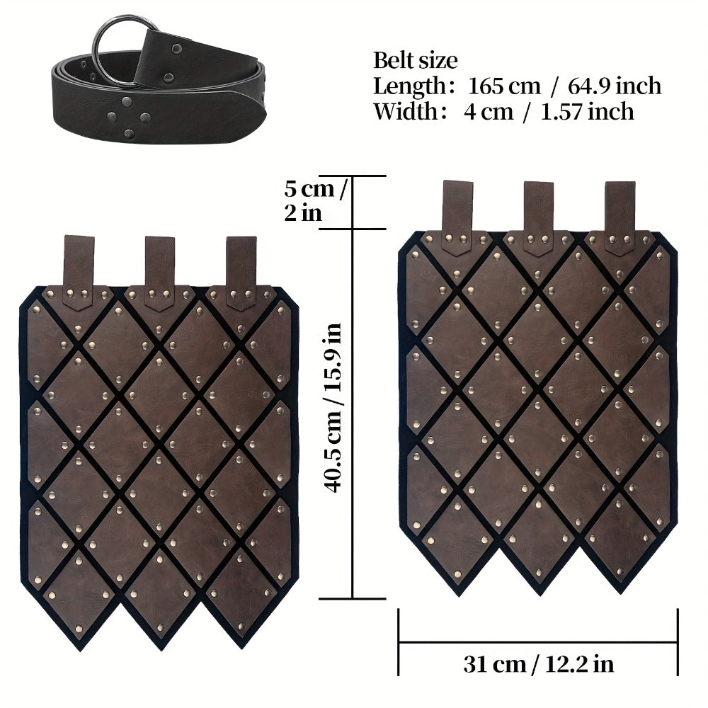 Viking BC Style Retro Cosplay Costume for Halloween, Renaissance Faire, LARP & Festivals, Khaki Dark Brown Black, Gift for Men Women – Medieval Armor Skirt - product image 2