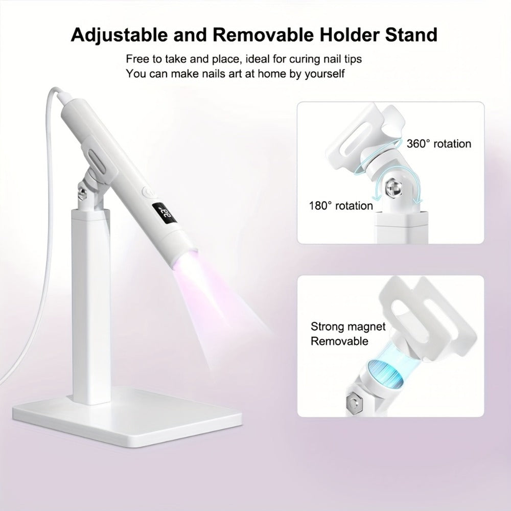 Gel Nail Lamp 360° Rotating Head with Digital Timer 45s/60s & Bonus Nail Stamp – USB Powered LED Gel Polish Curer with Condenser Lens for Home Manicure & Nail Art, White Pink - product image 9
