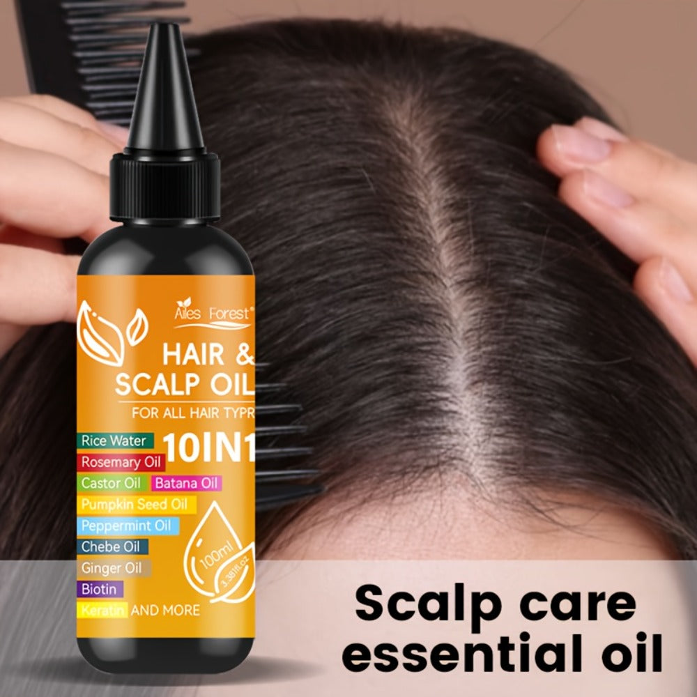Rosemary Hair Growth Oil 10-in-1 with Batana, Rice Water, Biotin & Keratin — Moisturizing Anti-Frizz Smoothing Hair Treatment Oil for All Hair Types, 100ml / 3.38oz - product image 6
