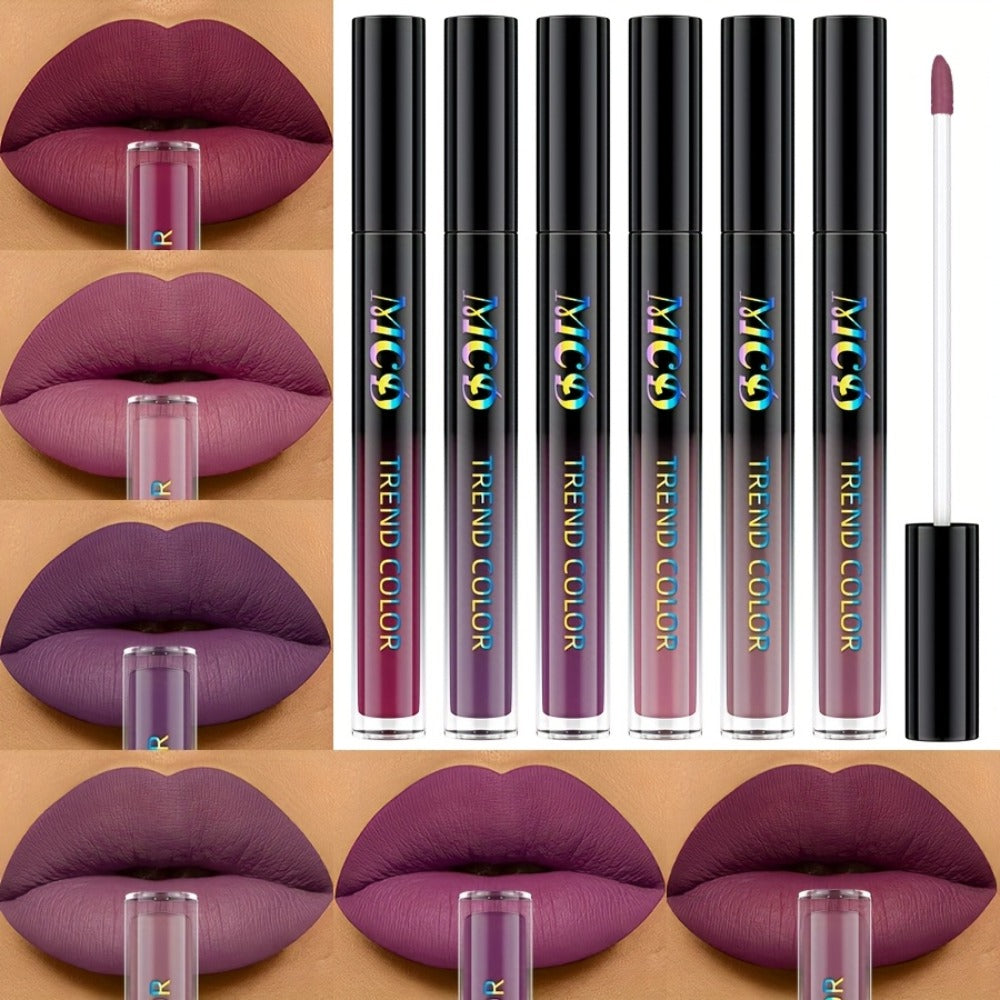 Matte Liquid Lipstick Set 6pcs Lip Glaze Long-Lasting Non-Sticky Non-Drying Colorfast Velvet Finish with Natural Scent Defines Lip Contour All-Day Wear Everyday Makeup Gift Set for - product image