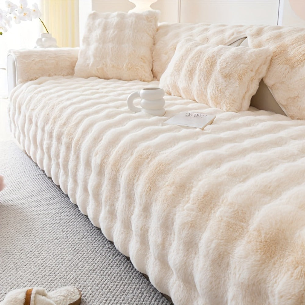 Faux Rabbit Plush Sofa Cover Winter Warm Thickened Anti-Slip Pet Friendly Cushion Protector for Living Room Bedroom Office 1 2 3 4 Seater - product image 47