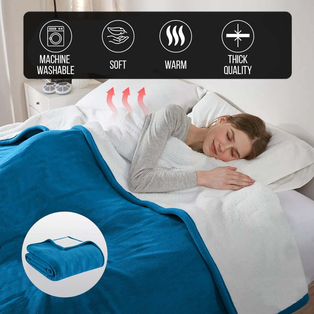 480GSM Sherpa Fleece Blanket – Double-Sided Heavy Warm Throw for Couch, Bed & Travel, Reversible All Season, 13 Colors, 3 Sizes - product image 49