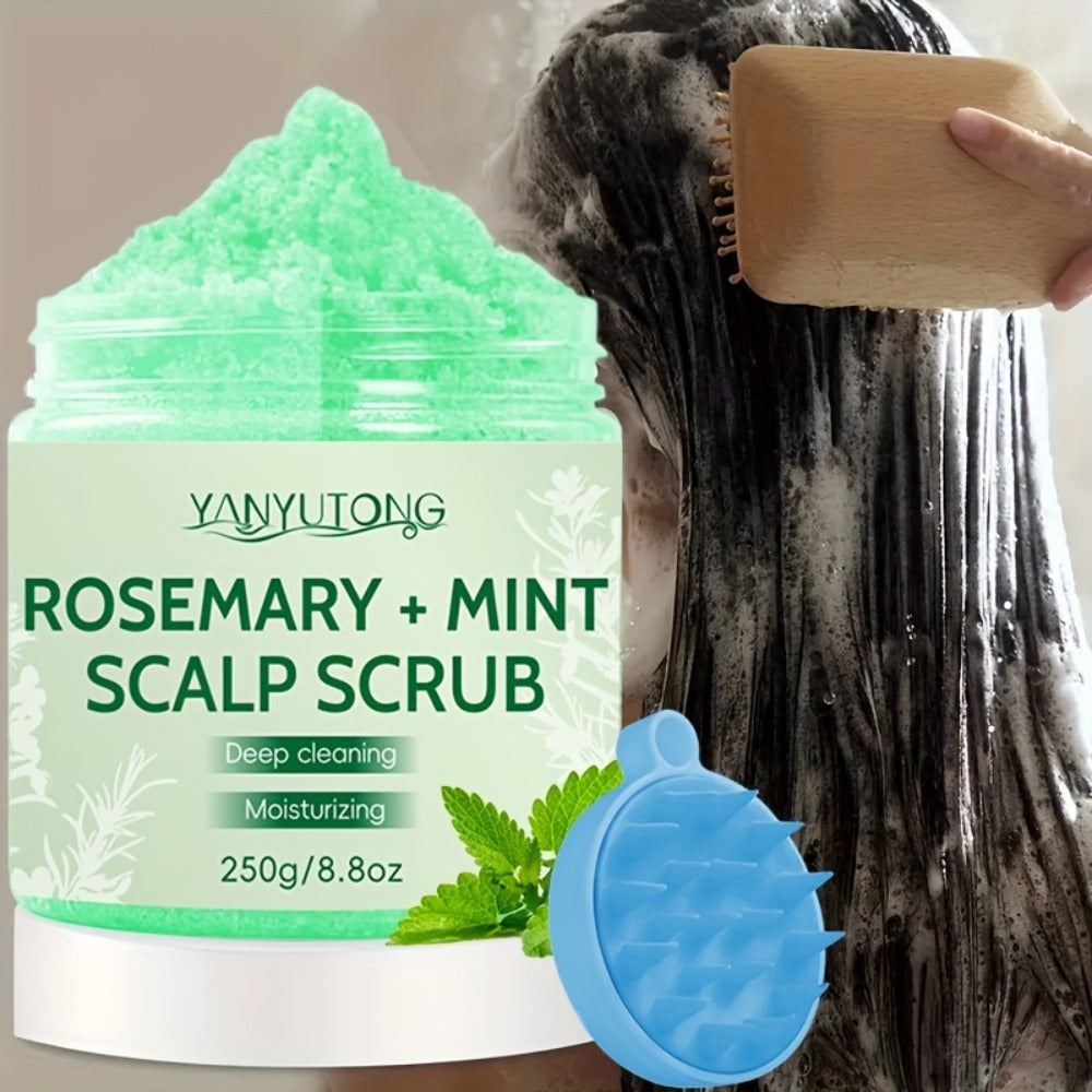 Rosemary Mint Scalp Scrub with Massage Brush 250g — Deep Cleansing Hair Scalp Exfoliator, Removes Buildup & Purifies for Oily, Dry & Color-Treated Hair, All Hair Types - product image 3