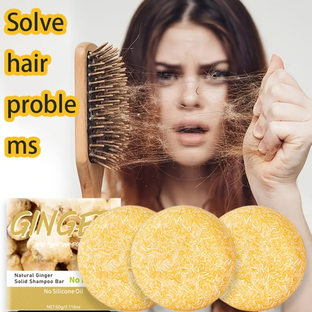 Ginger Shampoo Bar 3pcs × 60g — Natural Handmade Solid Shampoo Bar, Sulfate-Free, Paraben-Free & Vegan | Scalp Stimulating Ginger Formula for Hair Growth | All Hair Types | Unisex  - product image 6