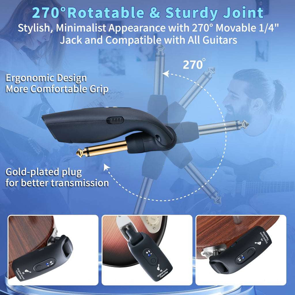 Wireless Guitar System 2.4GHz Built-in Rechargeable Lithium Battery 270°Rotatable Audio Wireless Transmitter Receiver for Acoustic Guitar Bass Violin Keyboard - product image 16