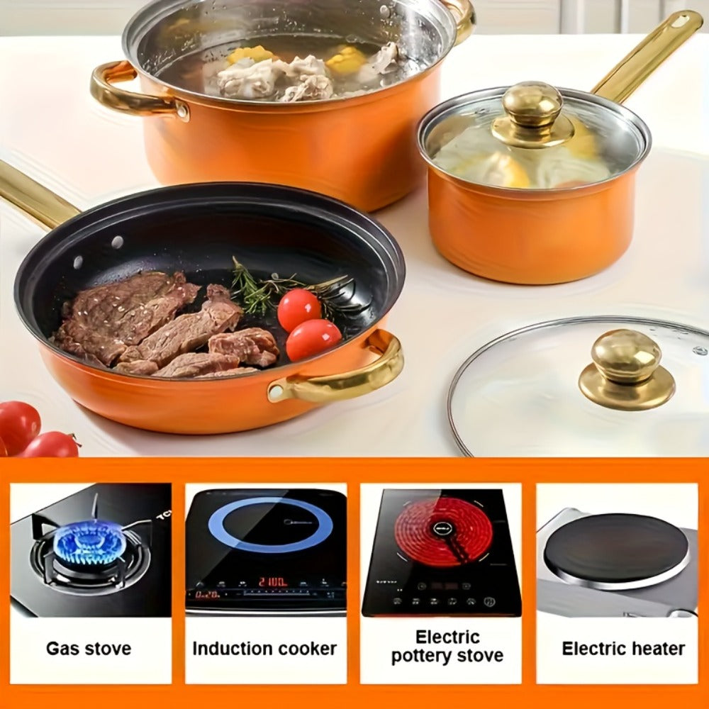 Non-Stick Cookware Set Pots and Pans 10 & 12 Piece – Heat-Resistant Frying Pan, Saucepan & Stewpot | Honeycomb Coating Stainless Steel Kitchen Cooking Set for All Stoves | Stylish  - product image 12