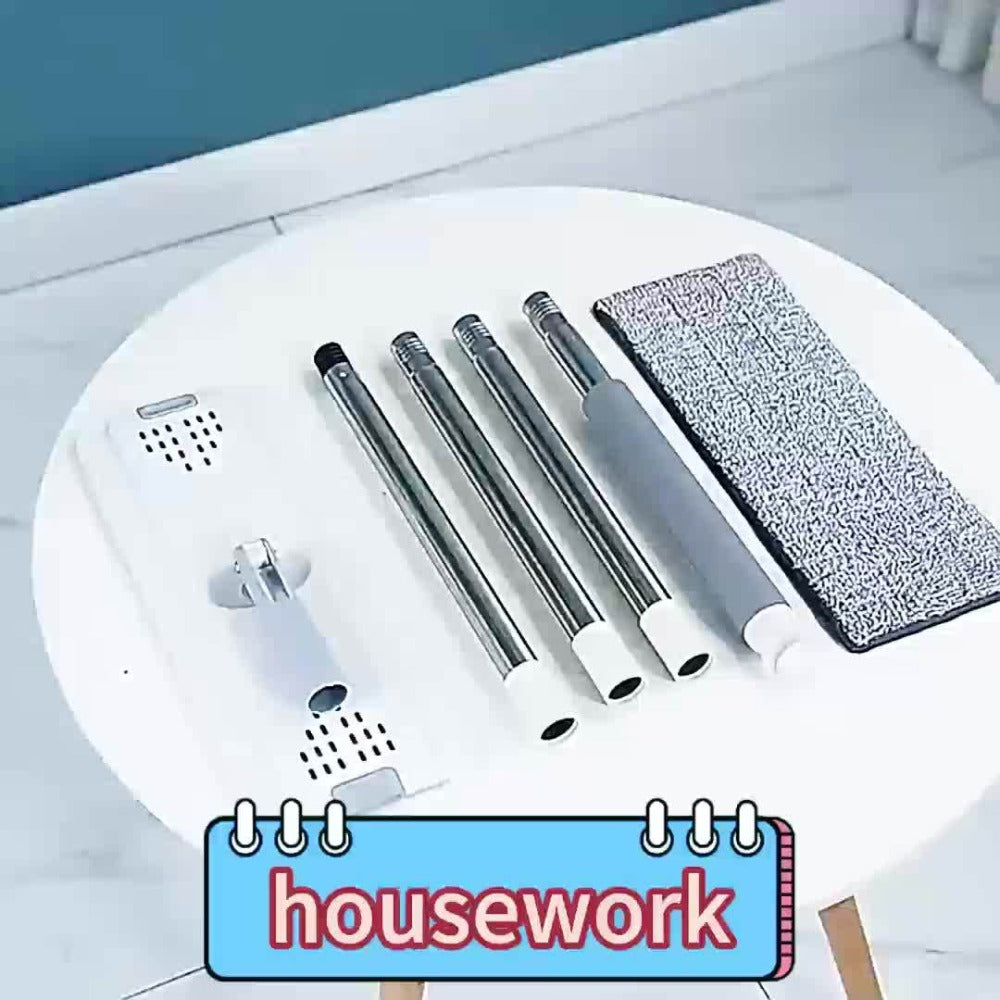 Flat Mop with Bucket Set, Hands-Free Wringing Floor Mop, 6 Replacement Microfiber Cloths, Wet & Dry Dual-Use, Durable Plastic Frame, for Hardwood Tile Laminate Bedroom Kitchen Livi - product image 7