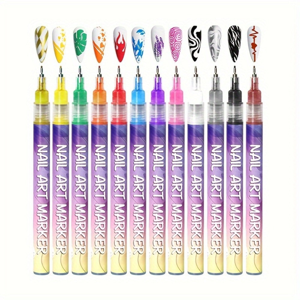 Acrylic Nail Art Pen Set 12 Colors 3D Doodle & Dot Stitching Pens – Quick Drying Precision Fine Tip for Professional Home Salon Nail Design, Long Lasting Vibrant Pigment - product image 17