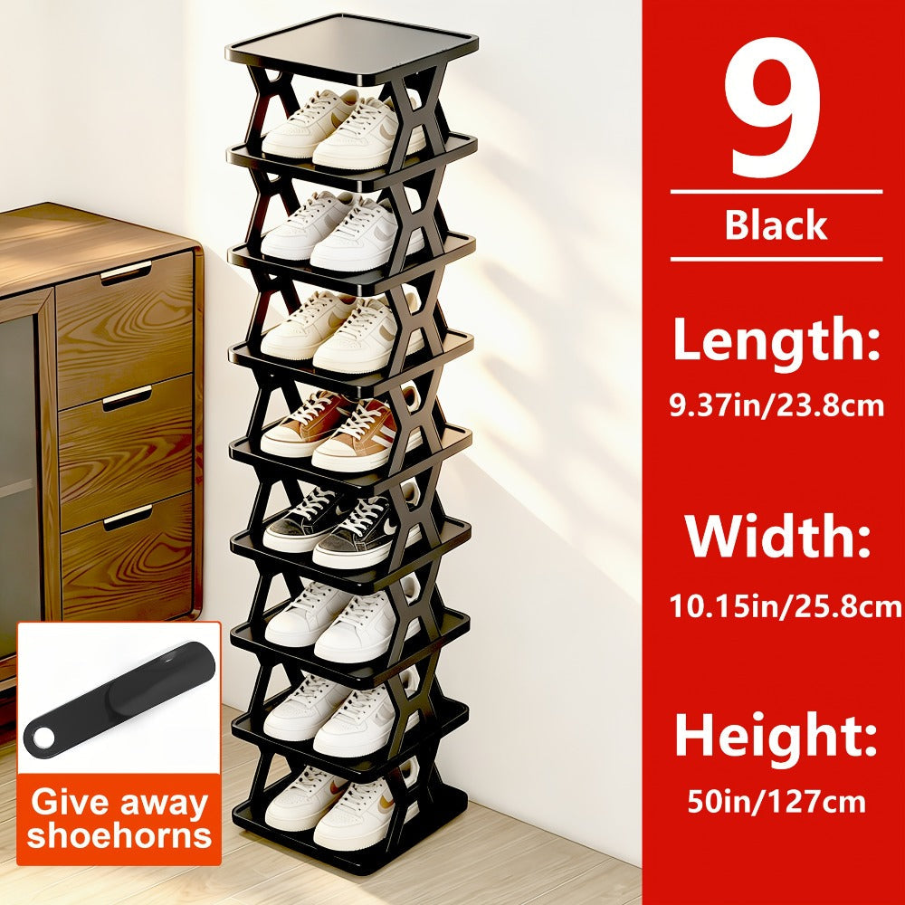 Shoe Rack Organizer 6 or 9 Tier - Space Saving Folding Shoe Rack for Hallway Doorway Bedroom Dorm, Narrow Entryway Shoe Storage, Black or White - product image 5