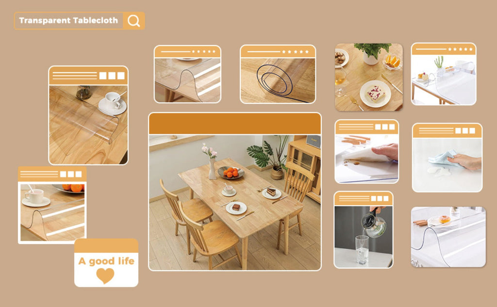 Clear PVC Tablecloth Table Protector 1.5mm Thick Transparent Table Cover Heat Resistant Scratch Resistant Waterproof Desk Mat for Dining Table Home Office Restaurant Coffee Table M - product image 47
