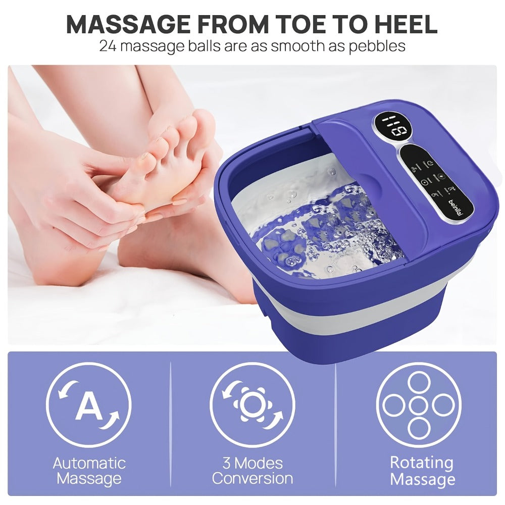 Foot Spa Massager Collapsible with Heater & Temperature Control – Foot Bath with Bubbles, 6 Massage Rollers, Vibration, Red Light Therapy & Auto Massage for Home Foot Care, Black B - product image 24