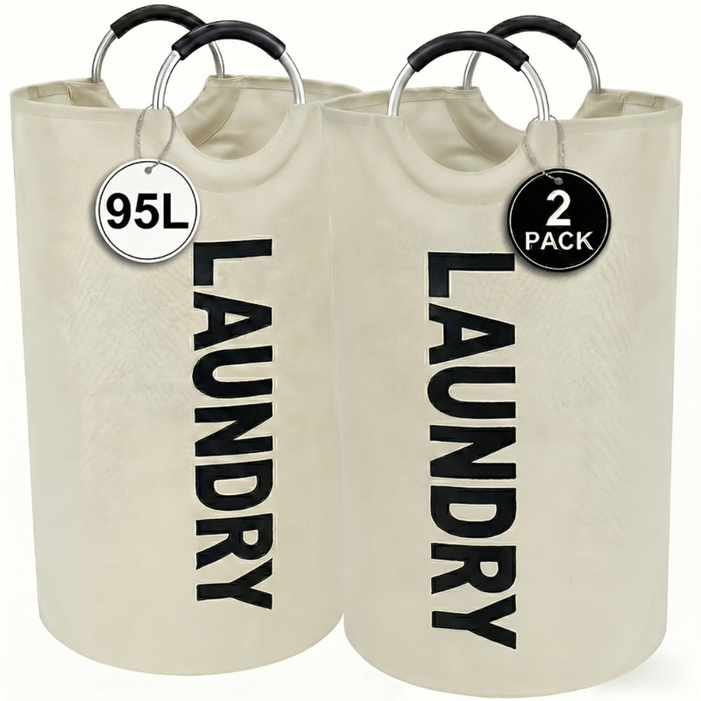 Laundry Basket 2pcs Large Foldable 25.1 Gallon, Collapsible Elevated Hamper with Half-Ring Handles for Bedroom, Bathroom & Laundry Room, Multiple Color Options - product image 9