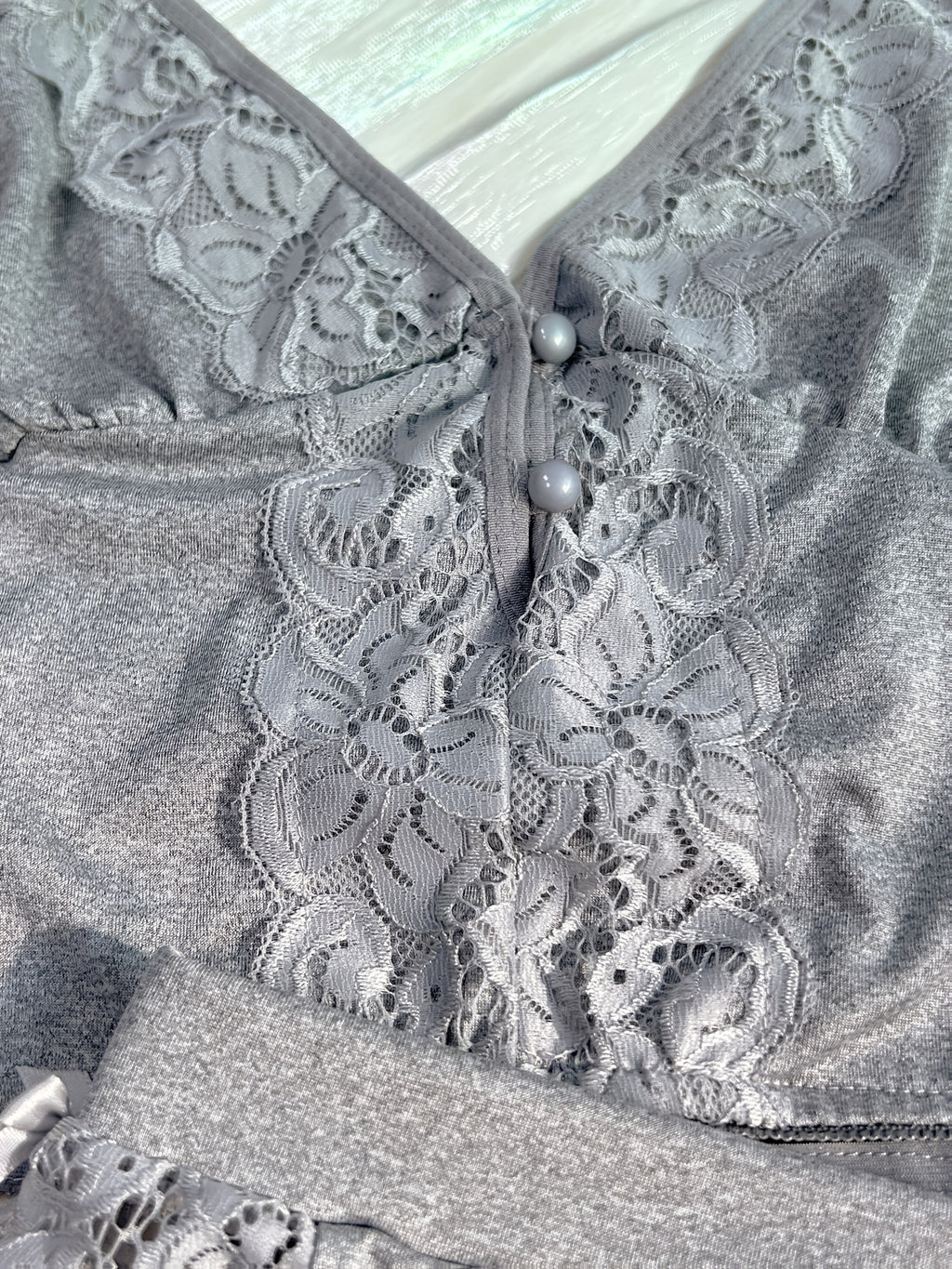 Solid Color Lace Splicing Halter Neck Tie Backless Button Splicing Bilateral Side Opening Lace Splicing Soft -friendly Sexy Home Pajamas Set - product image 38