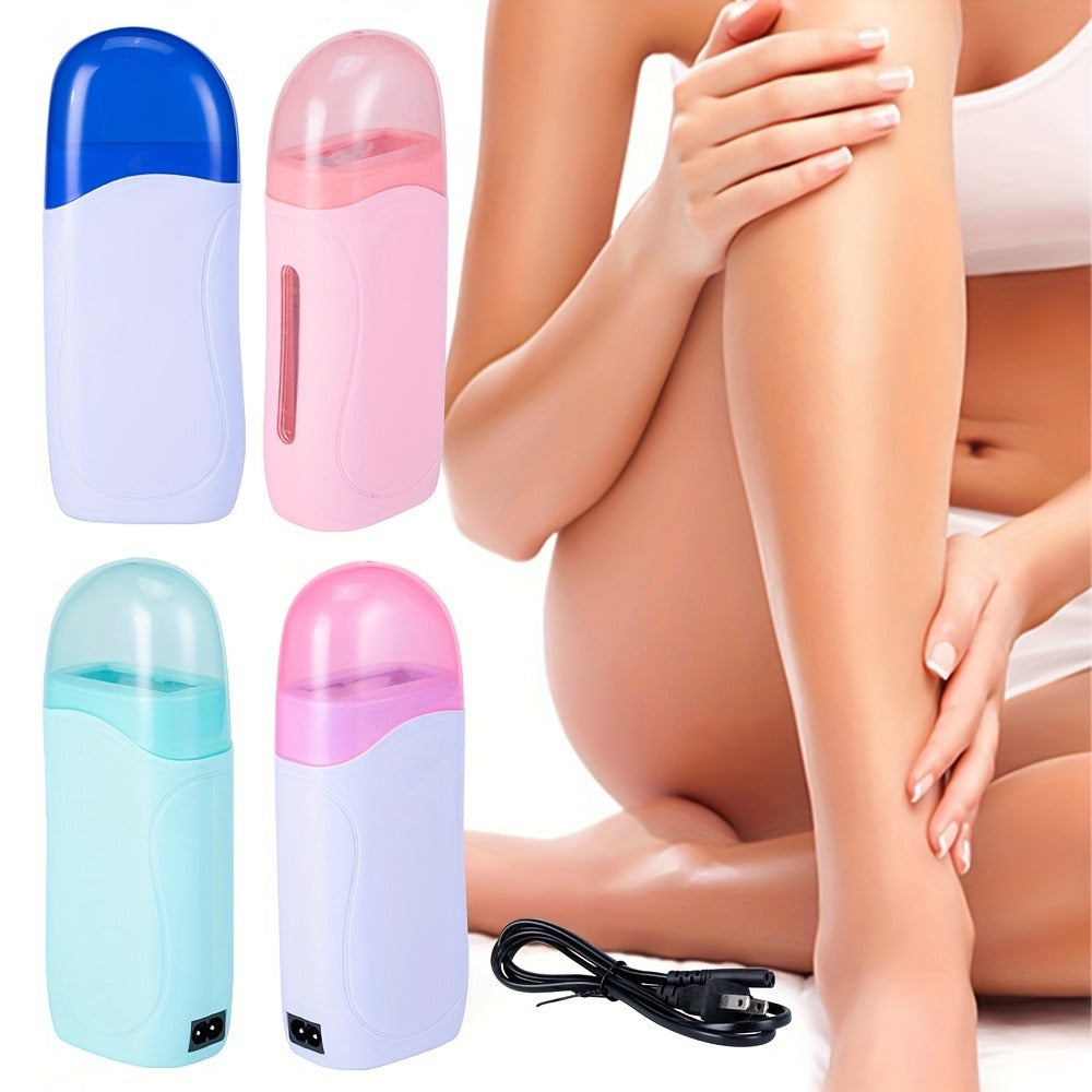 Wax Warmer Roller Kit for Hair Removal — Portable Electric Roll-On Soft Wax Heater for Women & Men, At-Home & Salon Waxing, Smooth Glide Applicator, Travel-Friendly (Light Pink/Gre - product image