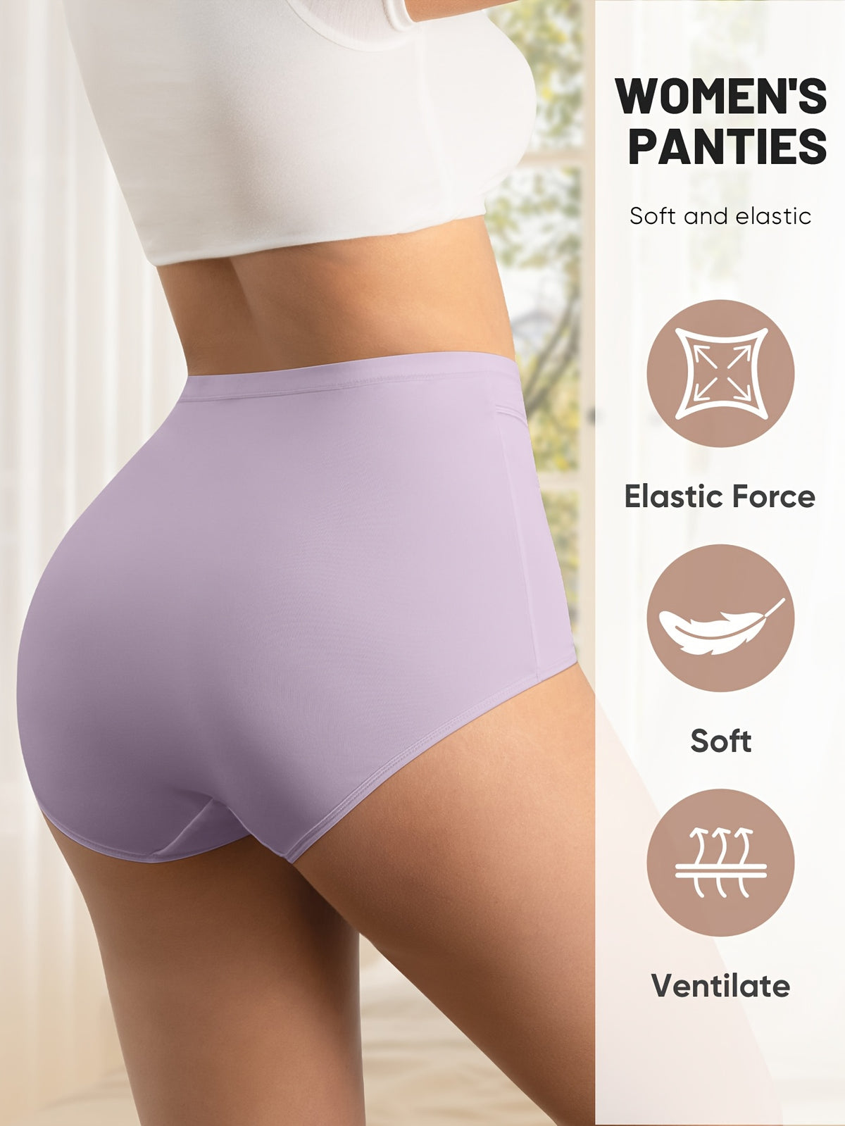 5Pack Plus Size Women's Briefs Extra High Waist Belly Tuck Ice No Marks Women's Panties Briefs Comfortable Fit Body Shaping Buttocks Lift Summer Thin - product image 6