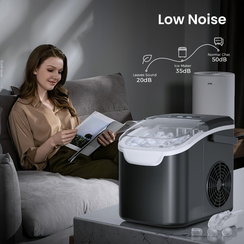 Countertop Bullet Ice Maker 26lbs/24H, 9 Bullet Ice Cubes in 6 Mins, 2 Sizes, Self-Cleaning Portable Ice Machine with Handle Ice Basket & Scoop, for Home Kitchen RV Camping - product image 4