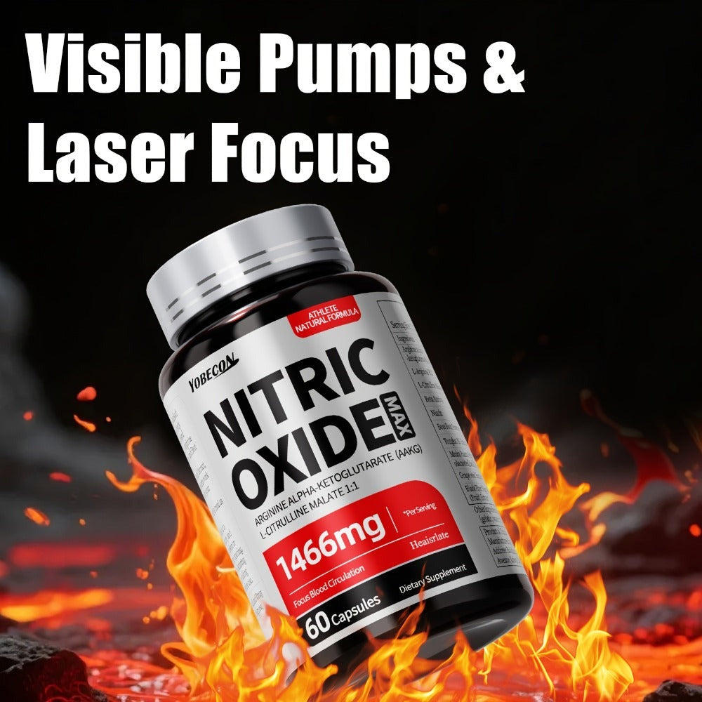 Nitric Oxide Supplement 1466mg with L-Arginine, L-Citrulline & Beet Root — Boosts Blood Flow, Muscle Pump, Endurance & Athletic Performance | Pre-Workout Capsules for Men & Women | - product image 4