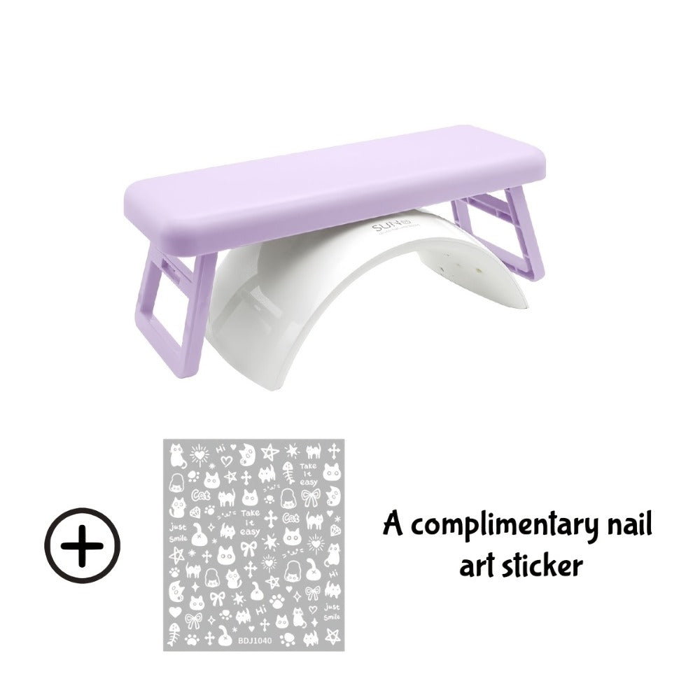 Folding Nail Armrest Hand Rest for Nail Technicians - Cushioned Wrist Support Pillow Bracket, Portable Manicure Table Stand, Professional Salon Nail Station Accessory, Pink White P - product image 5