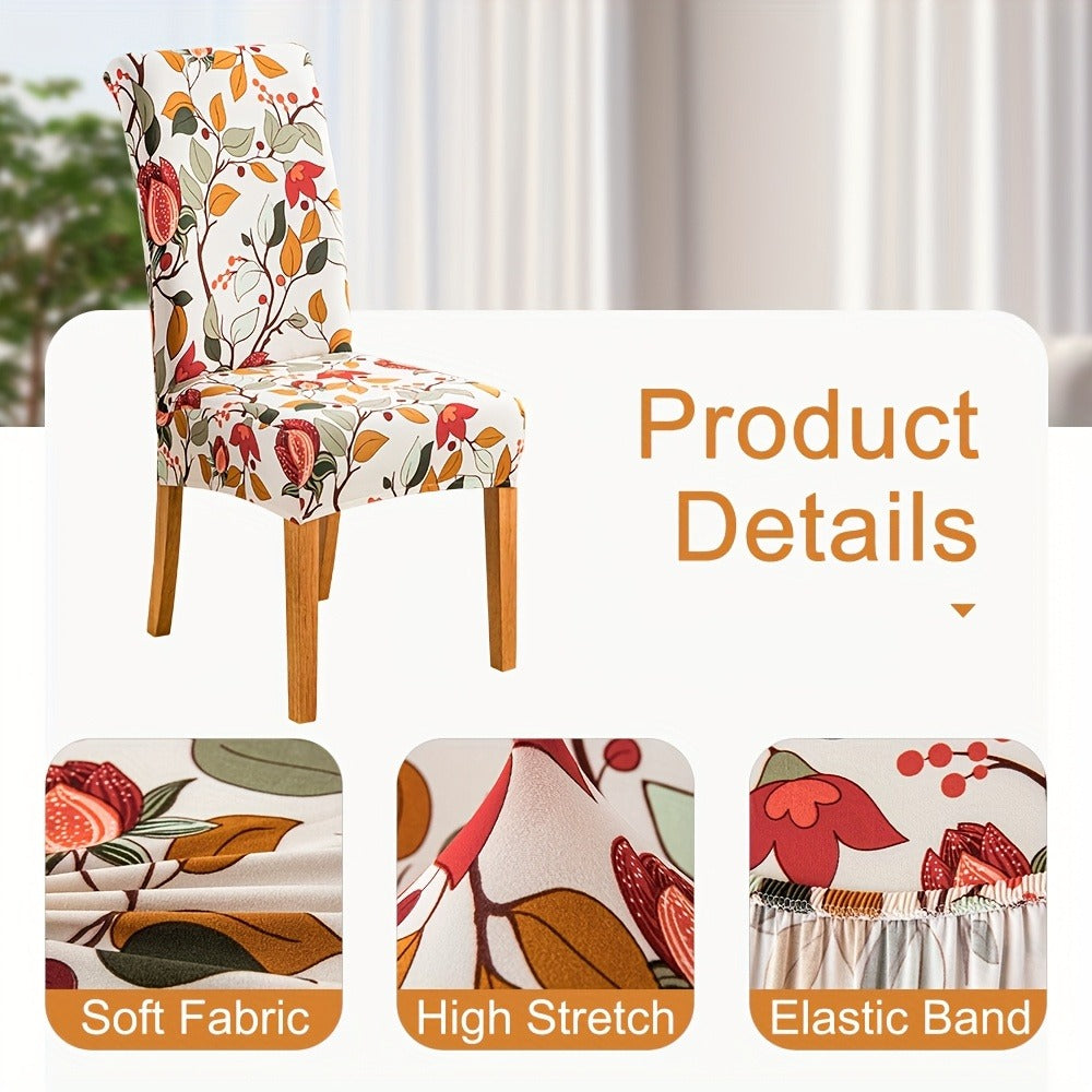 Dining Chair Covers Slipcovers Set of 4 or 6 - Spandex Stretch Milk Velvet Removable Washable Parsons Chair Protector | Anti-Slip Elastic Band | Multiple Prints | Kitchen Dining Ro - product image 2