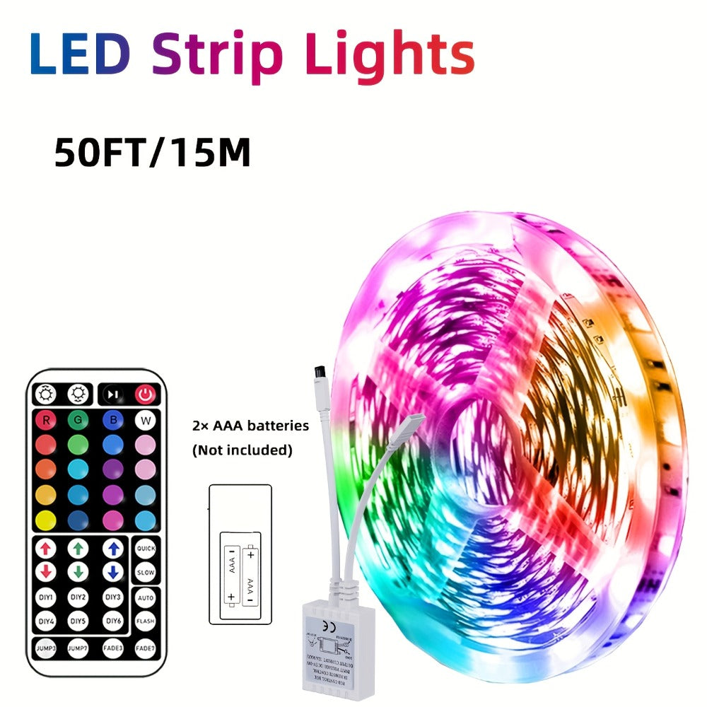 RGB LED Strip Lights 50ft/100ft – Color Changing Tape Light with 44-Key Remote, 20 Colors & 8 Modes, Easy Install, for Bedroom, Living Room, Kitchen, Bar, Wedding & Party Decoratio - product image 3
