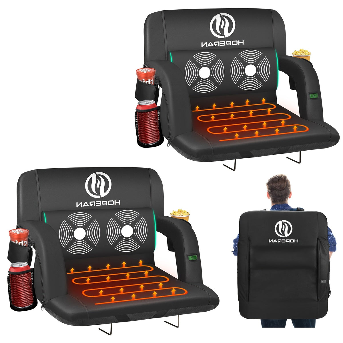 Heated Stadium Seat with Massage | 3-Level Heat & 6 Modes