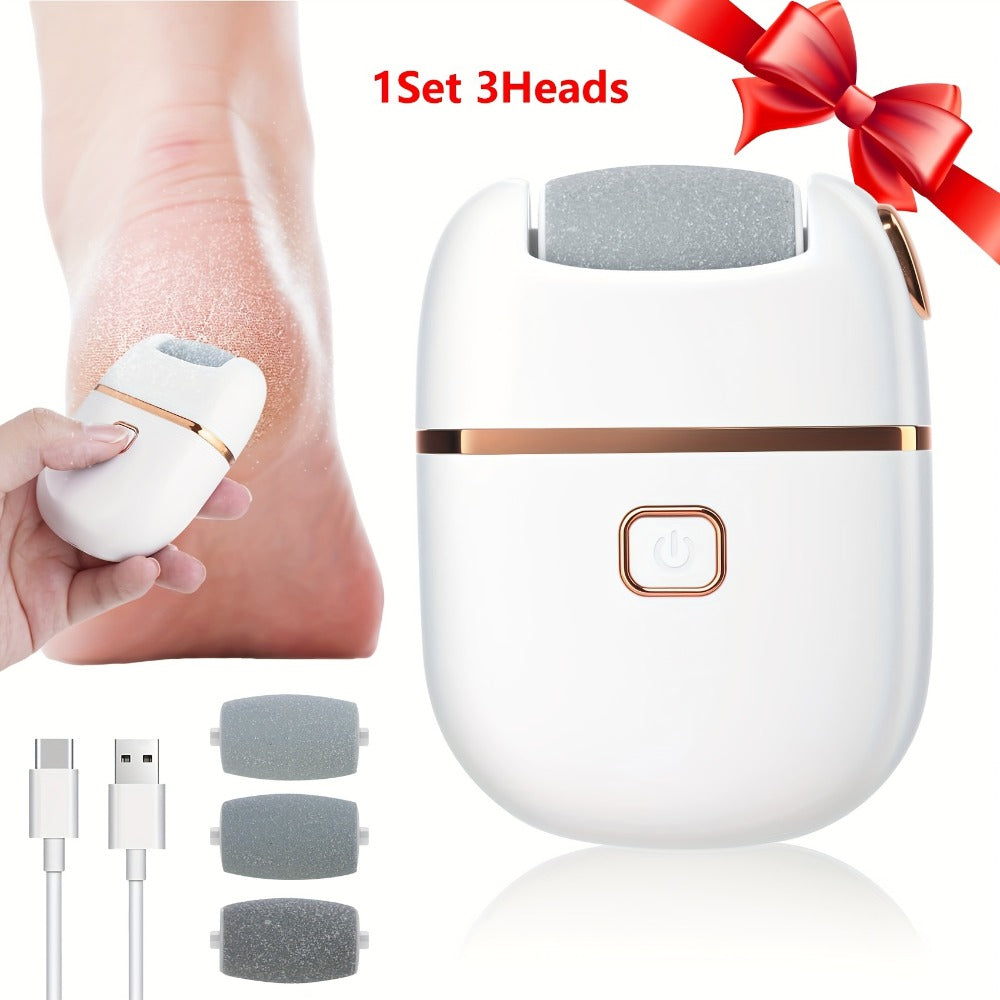 Electric Callus Remover Rechargeable Foot Grinder with 3 Replacement Heads 2 Speed Settings IPX5 Waterproof USB Charging Portable Pedicure Tool for Cracked Heels Dead Skin Women Me - product image 5