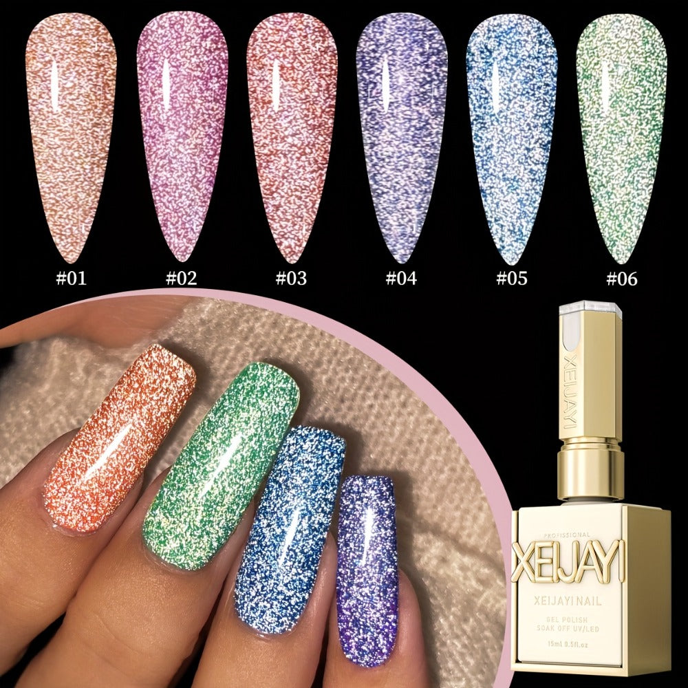 Glitter Gel Nail Polish Set 6pcs Crushed Starlight Sparkling Rhinestone Soak-Off UV LED 0.51oz Each – Photo Frame & Candy Styles Seasonal Nail Art Kit for Women, Salon & Home Manic - product image 6