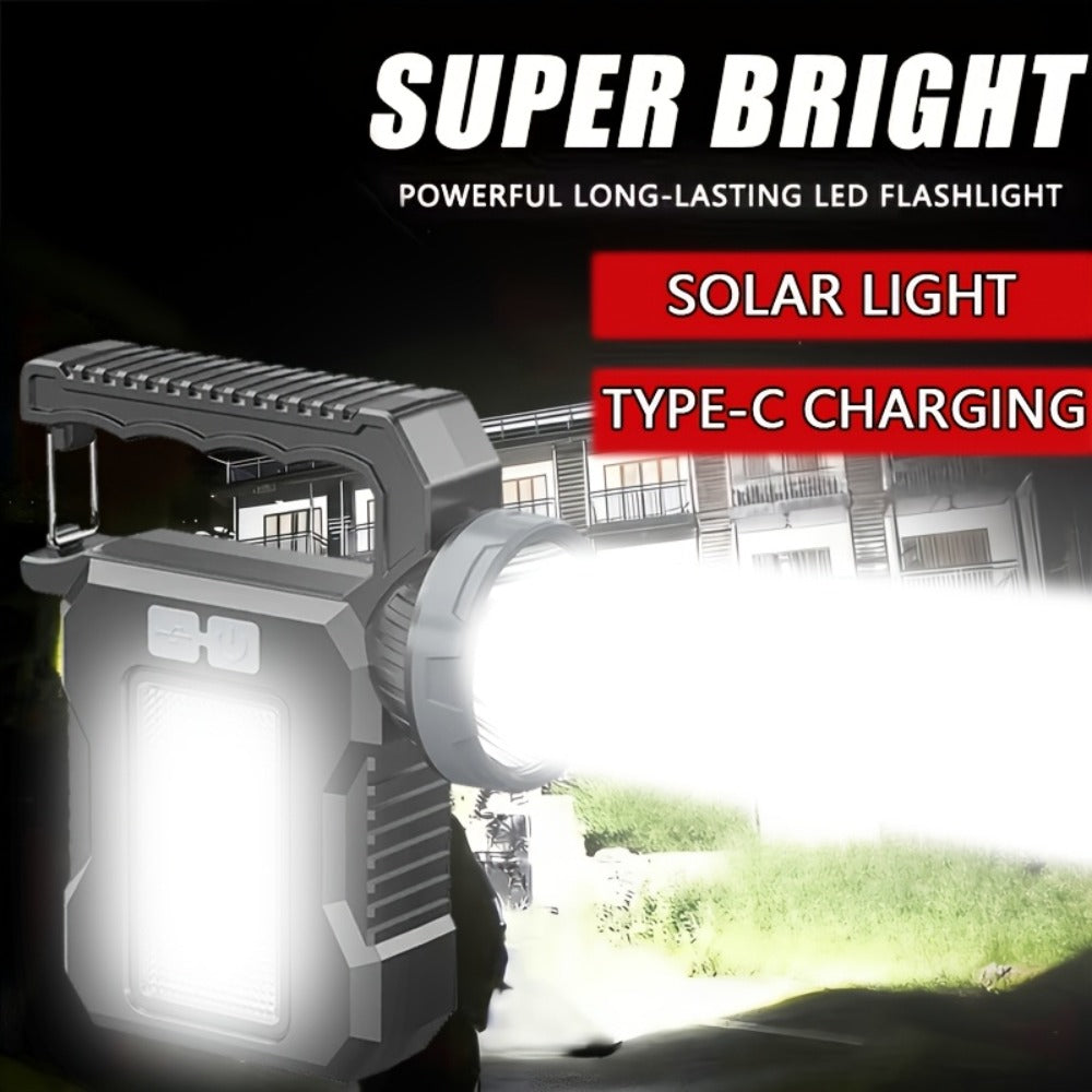 Solar Flashlight USB Rechargeable Ultra-Bright LED | 4 Lighting Modes Portable Solar Torch with Battery Indicator | Camping Hiking Emergency Night Fishing Outdoor Gift - product image 2