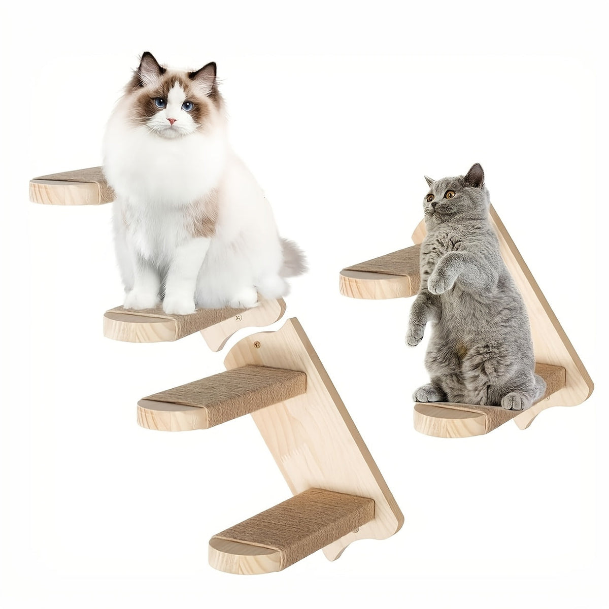 Wall-Mounted Cat Climbing Frame Solid Wood Cat Stairs Ladder Perch Jumping Platform All Season Indoor Cat Wall Furniture Adorable Cat Steps for Daily Pet Care - product image 4