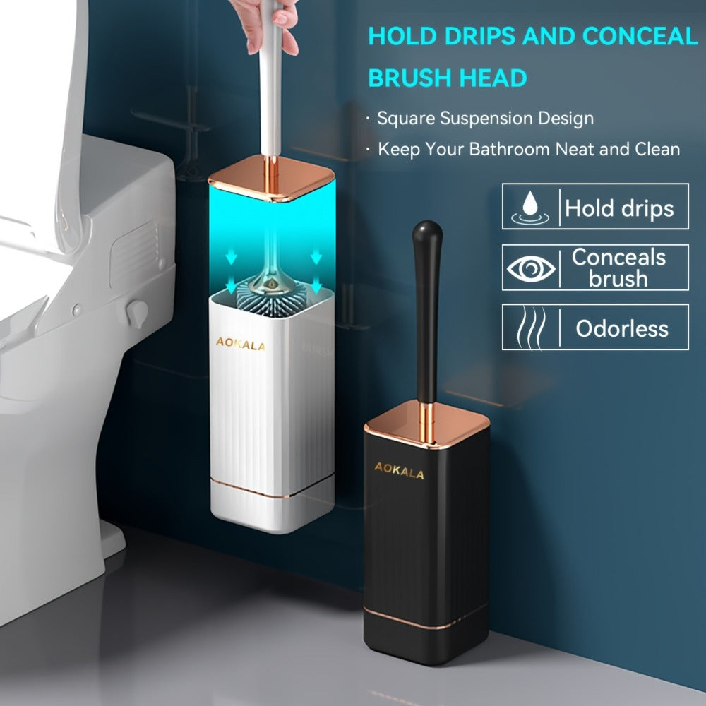 Toilet Brush and Holder Set Ergonomic - Odor Resistant Easy Clean Deep Scrub Bathroom Toilet Brush with Caddy Stand Hygienic Storage | Black | Bathroom Essentials Home Cleaning Acc - product image 9