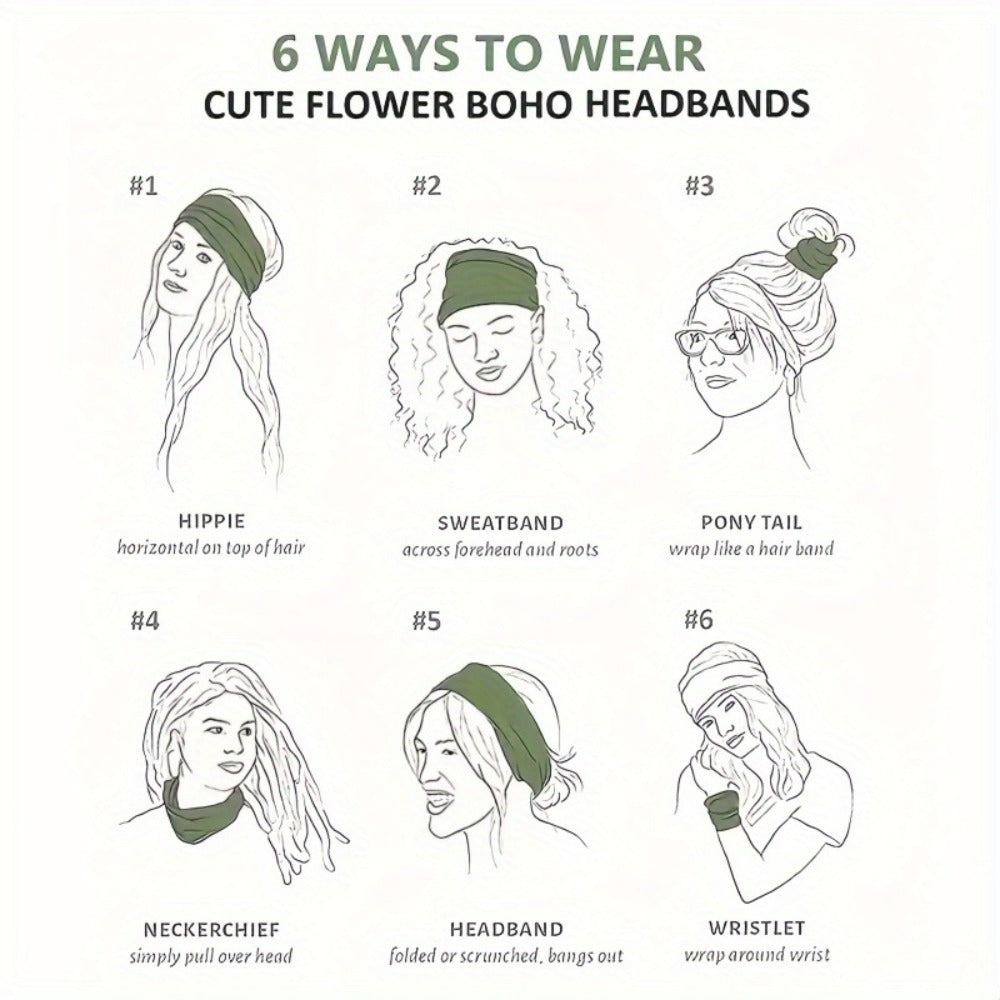 Floral Turban Headbands for Women 8 Pack Non-Slip Elastic Boho Knotted Wide Hair Wrap for Sports Yoga Running Workout Sweatband Moisture Wicking Fashion Hair Accessories Gift Set - product image 16
