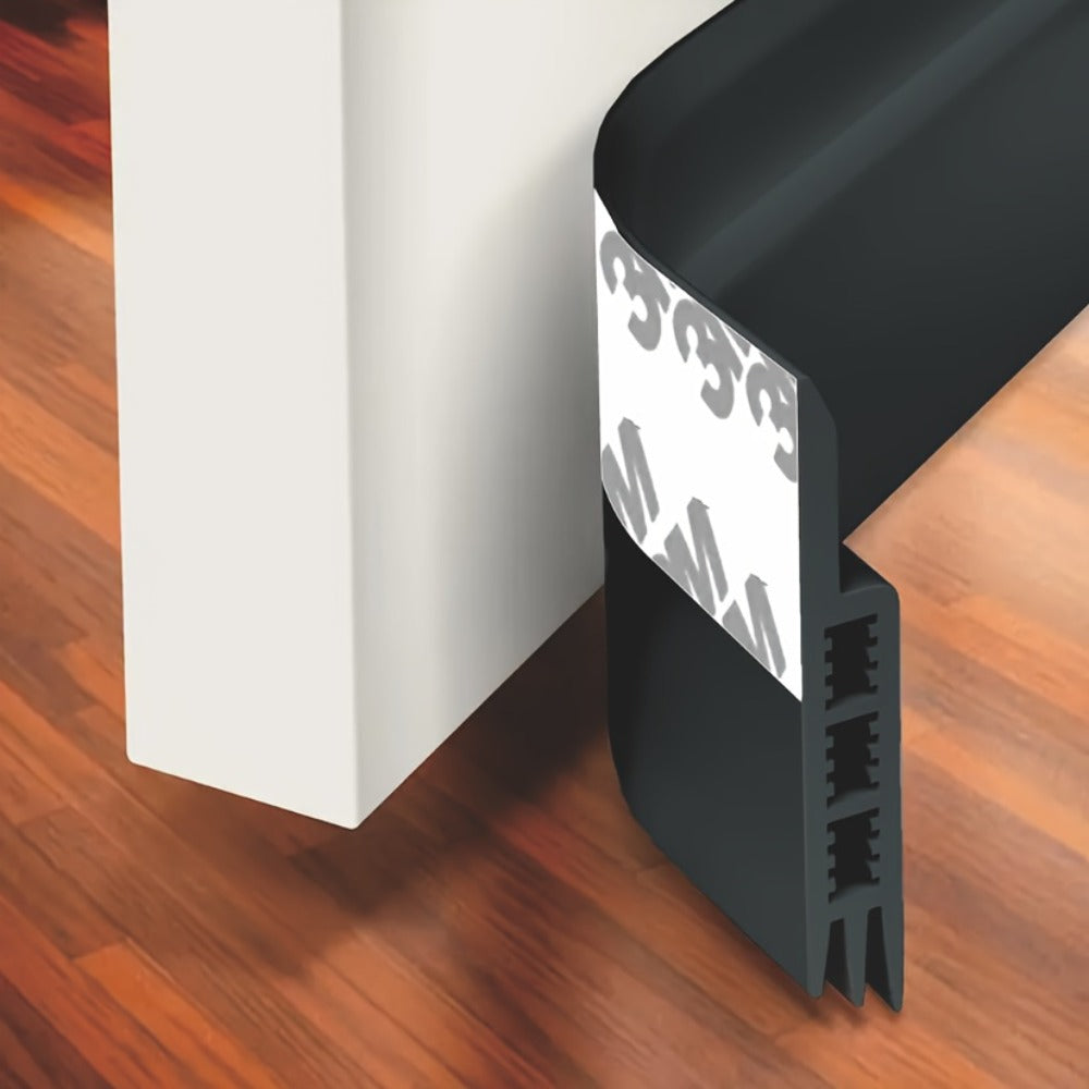 Door Draft Stopper Silicone Under Door Sweep Weather Stripping 39 Inch Strong Adhesive 3-Layer Sound Insulation Noise Blocker Energy Saving Seal for Indoor Outdoor Doors White Blac - product image 4