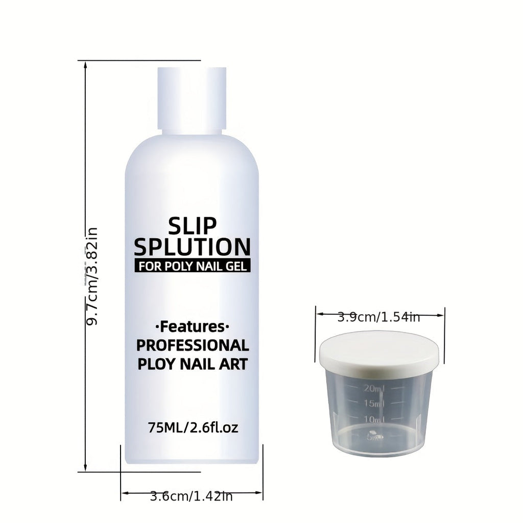 Poly Gel Slip Solution 75ml 2.6oz with Container – Anti-Stick Liquid for Poly Nail Extension Gel Application, Smooth Sculpting & Shaping Tool for Salon & Home Nail Art Beginners &  - product image 7