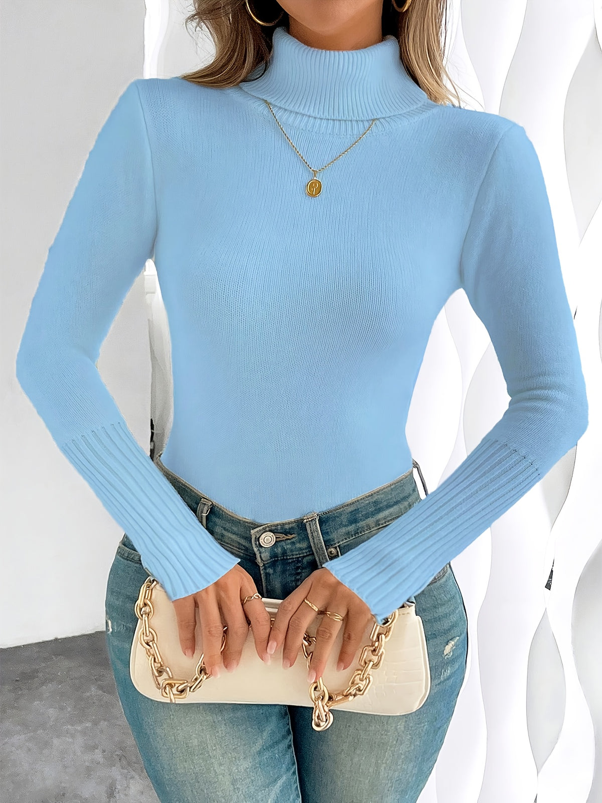 Lune's European and American Style High-Neck Thick Warm Inner Fitted Long-Sleeve Sweater, Perfect for Autumn and Winter - product image 22