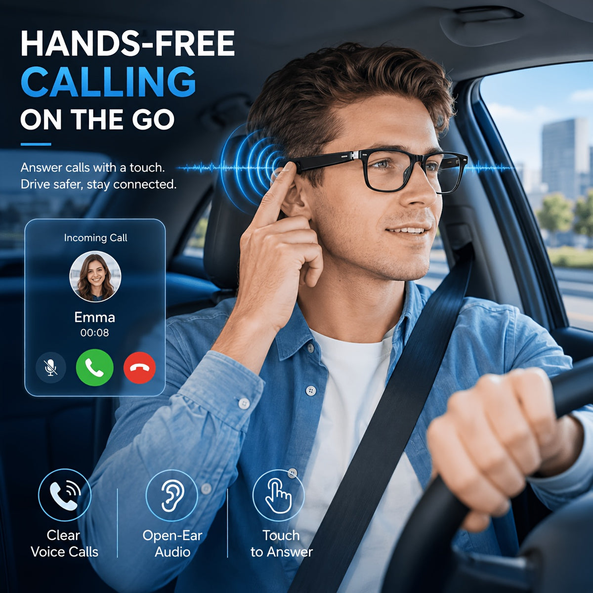 2026 AI Smart Translation Glasses, 160+ Languages Real-Time & Video Translation, Photochromic Blue-Light Lenses, Open-Ear Audio, Touch Control, Hands-Free Calls & Music