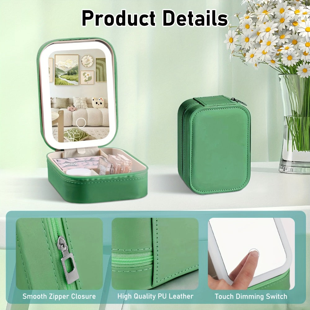 Lighted Makeup Case with LED Mirror & Cosmetic Organizer - 1200mAh Rechargeable USB Travel Makeup Train Case Portable Vanity Mirror for Women Girls Birthday Gift - product image 10