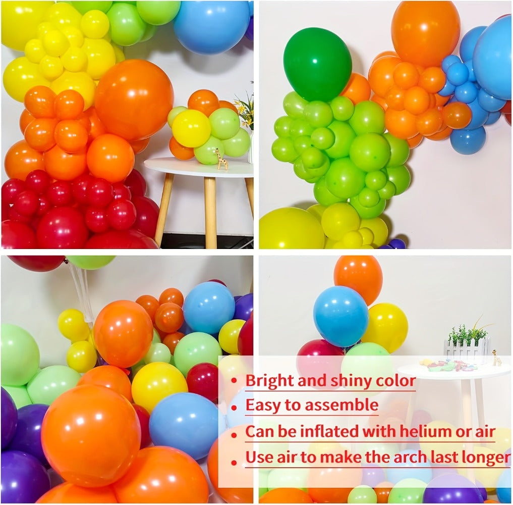 DIY Balloon Garland for Birthday Baby Shower Wedding Bridal Shower Graduation & Holiday Party Decorations | Balloon Arch Kit 422 Pcs Rainbow Matte Latex Balloons in 4 Sizes 5" 10" 12" 18"