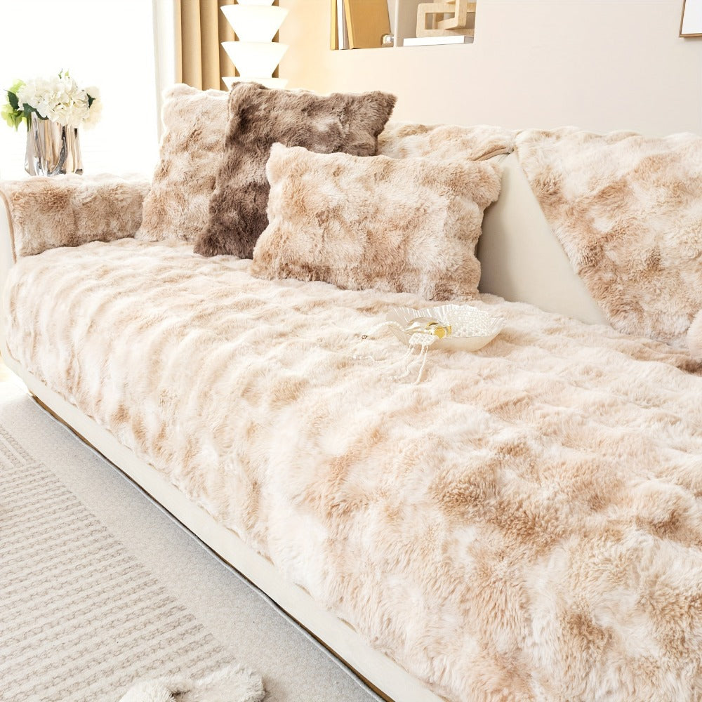 Plush Sofa Cover Faux Lamb Thick Fluffy Couch Slipcover Pet Friendly Machine Washable Gradient Color Polyester Furniture Protector for Armchair Single Double Triple Sofa Living Roo - product image 53