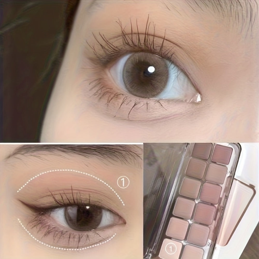Eyeshadow Palette 12 Colors with Brush 2-in-1 Eyeshadow & Blush – Shimmer Glitter Matte Pearlescent Shades, Waterproof Long-Lasting Light Pink Series, Travel Size Eye Makeup for Wo - product image 4