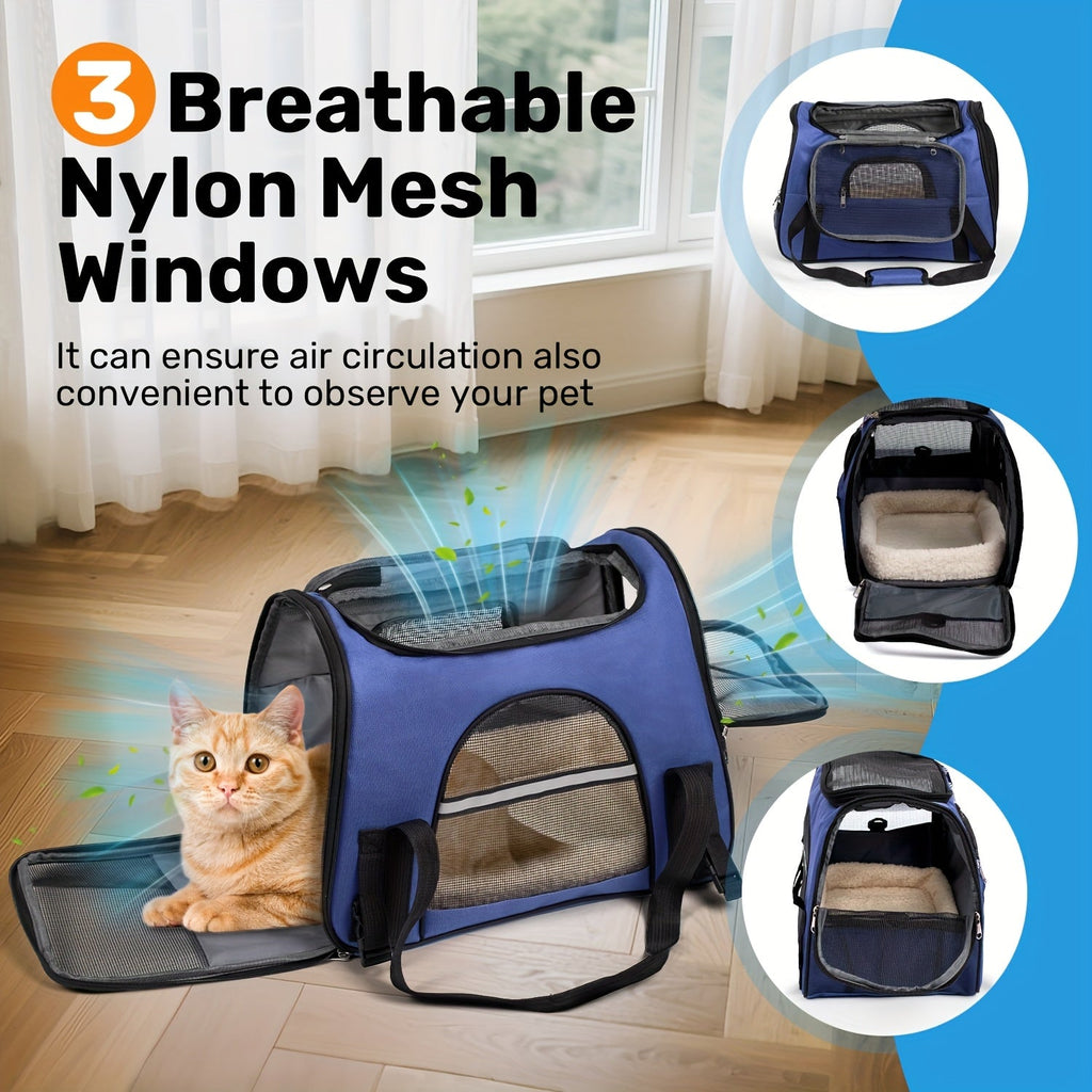 Airline Approved Collapsible Pet Travel Bag for Cats & Dogs, Spacious Ventilated Design, Anti-Escape Secure Zipper, Car-Friendly Breathable Cage, 6 Colors - product image 5