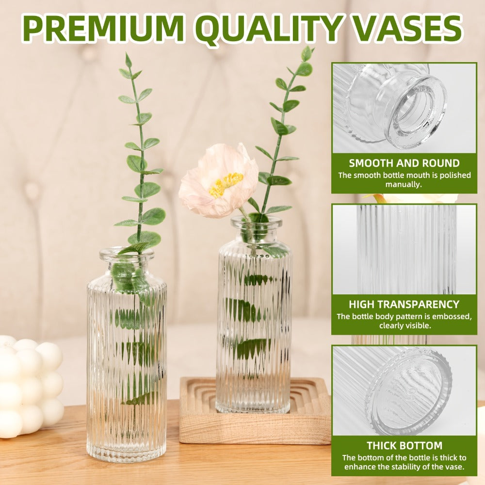 Mini Bud Vases Set - Modern Striped Clear Glass Flower Vases for Wedding Centerpieces, Birthday Party, Anniversary, Home Table Decor, Multiple Sizes 12/24/36 Pcs - product image 13