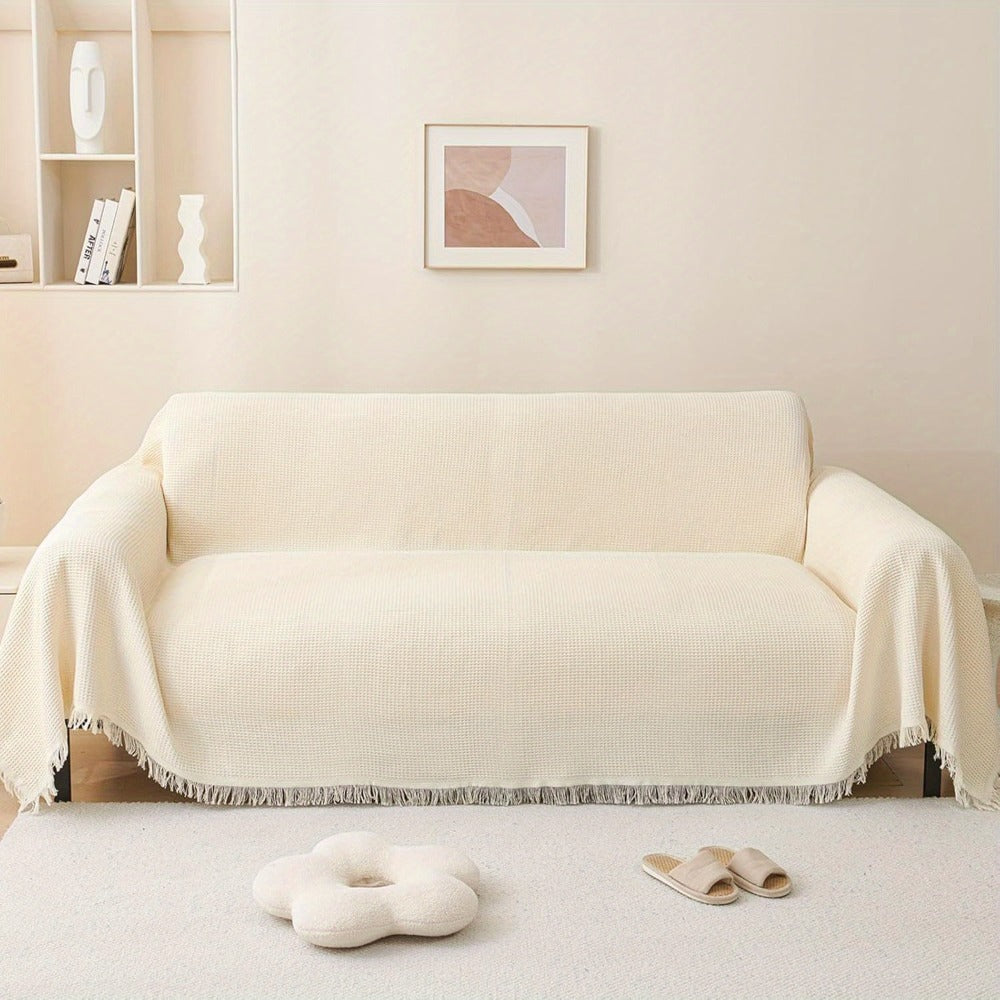 Sofa Throw Cover with Tassels Scratch Resistant Breathable Couch Blanket Slipcover Multifunctional All Season Settee Cover for Living Room Bedroom - Multiple Sizes and Colors - product image 2