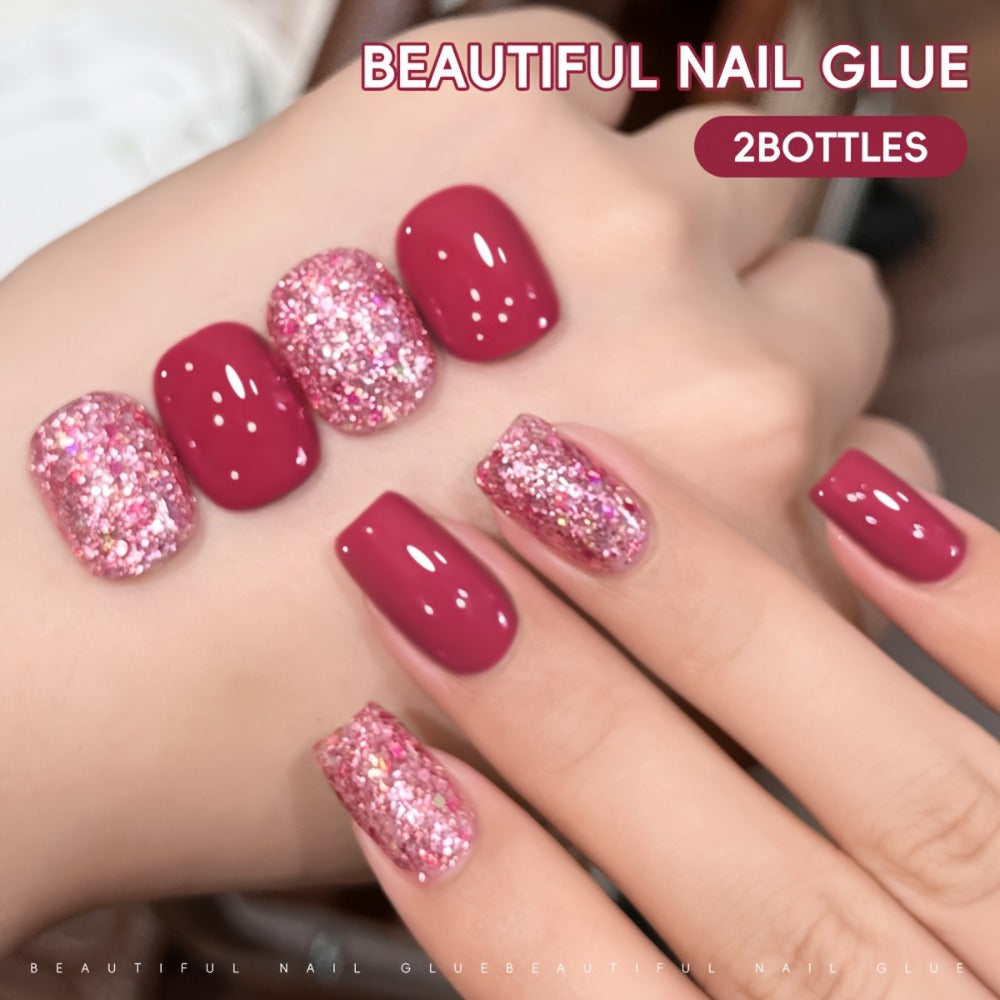 Glitter Gel Nail Polish Set 2pcs – Candy Holographic Sequin Nude Pink Sparkling Semi Permanent Soak Off UV LED Nail Art Varnish Manicure Kit for Women - product image 5