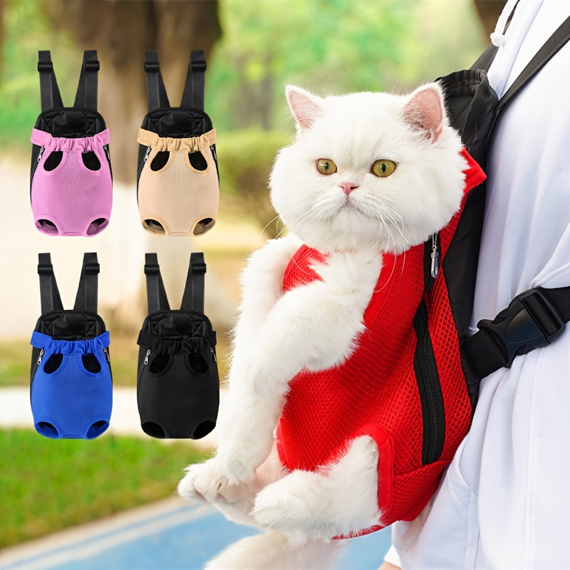 Breathable Mesh Front Chest Bag for Small Pets, Adjustable Portable Dual Carrier for Outdoor Travel Hiking, 5 Colors S/M/L/XL Sizes – Double Pet Carrier Backpack for Two Cats & Dogs