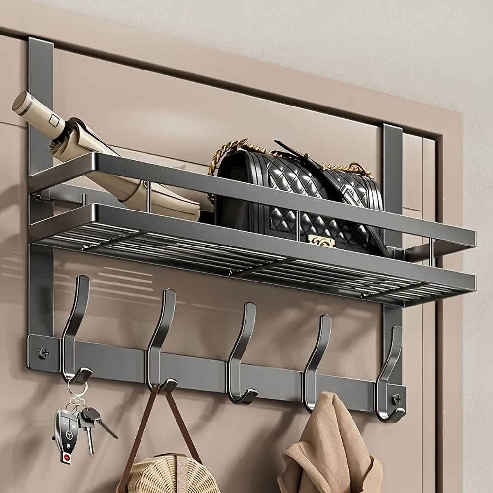 Over Door Hook Rack No Drilling Metal Storage Organizer – 4 5 6 Hooks for Bedroom Bathroom Kitchen, Versatile Door Hanger for Coats Towels Bags & Robes - product image 2