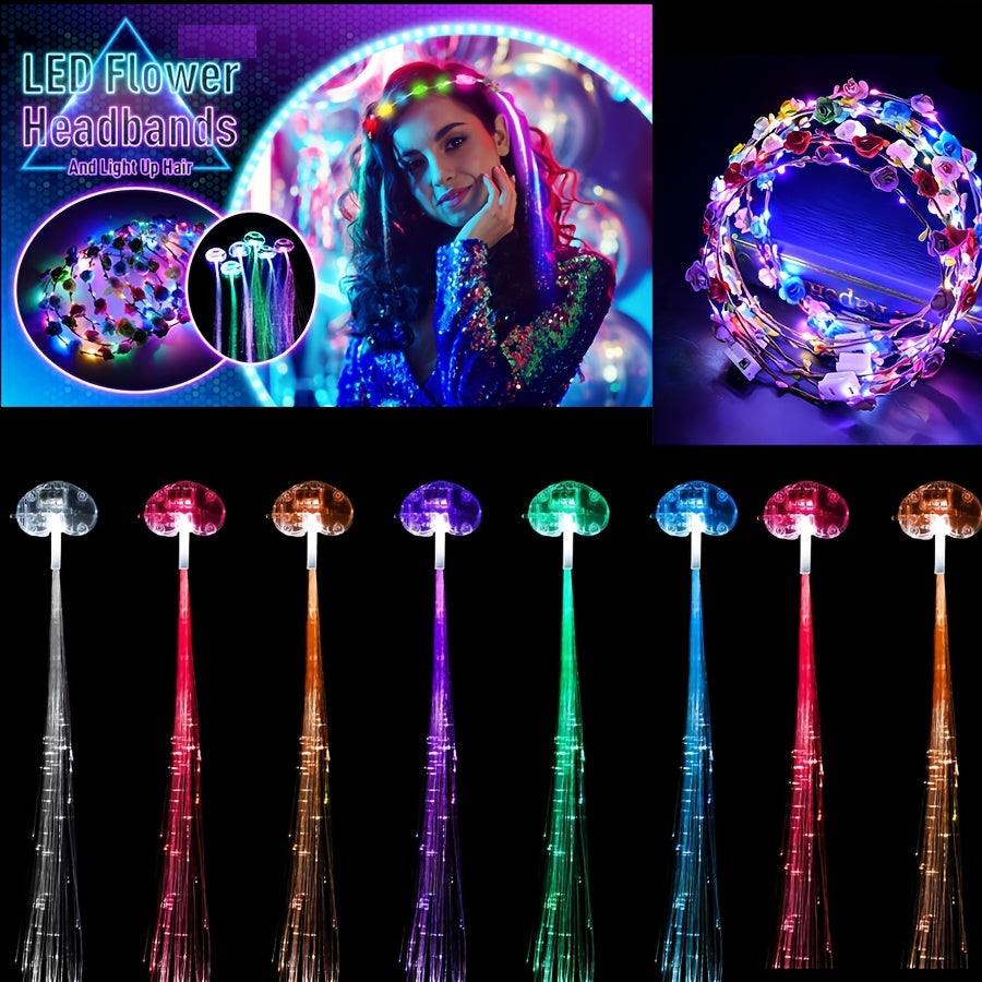 Light Up Flower Crown Headbands 36 Pack Bulk LED Fiber Optic Floral Tiara Glow Party Favors for Women Girls Wedding Birthday Halloween Mardi Gras Bachelorette Cosplay Festival Beac - product image 4