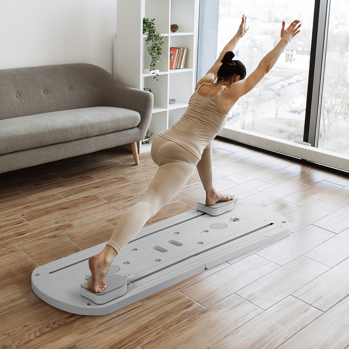 350LB Capacity, PP Anti-Distortion, Collapsible with Resistance Bands & Non-Slip Feet for Shoulders, Abs & Full Body Strength Training – Home Pilates Training - product image 9
