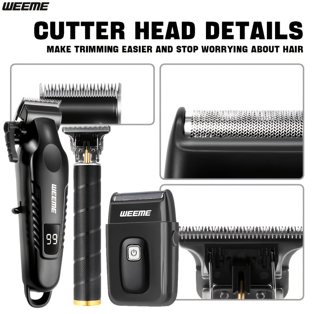 Men's Professional Grooming Kit – Cordless Rotary Shaver & T-Blade Trimmer, Type-C Charging, 6 Adjustable Combs, Non-Slip Beard Shaper for Travel & Family Haircut - product image 9
